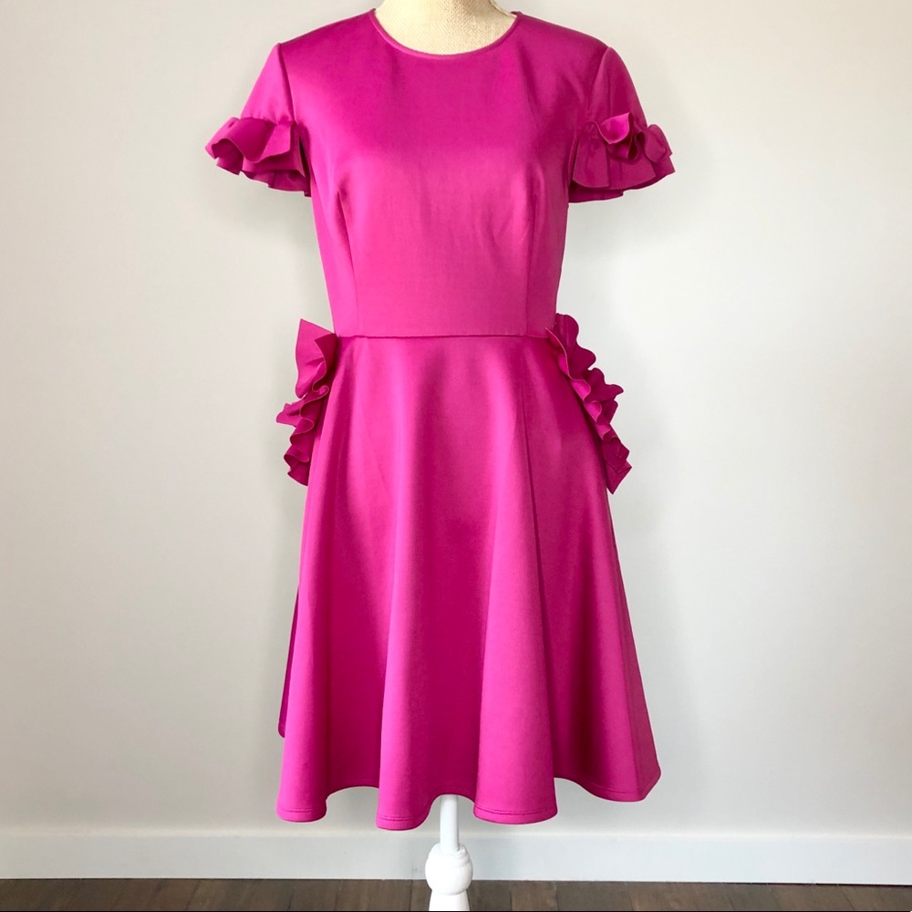TED BAKER Pink Ruffle Cocktail Dress Luuciee - Picture 2 of 13